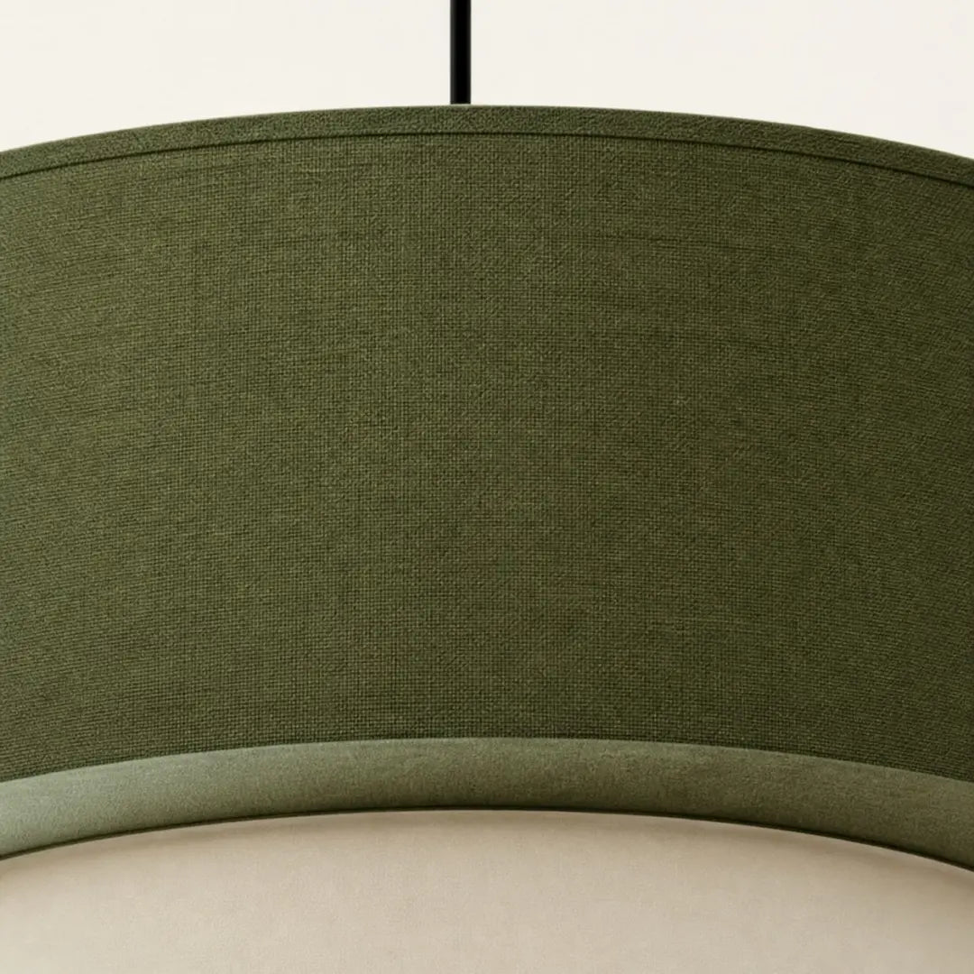 Green woven fabric texture and edge detail
