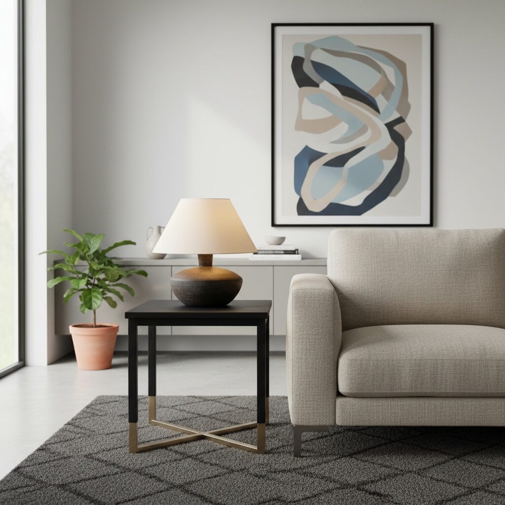 Ceruna Modern Ceramic Table Lamp – Sculptural Body Clean Finish for Entryway and Lounge