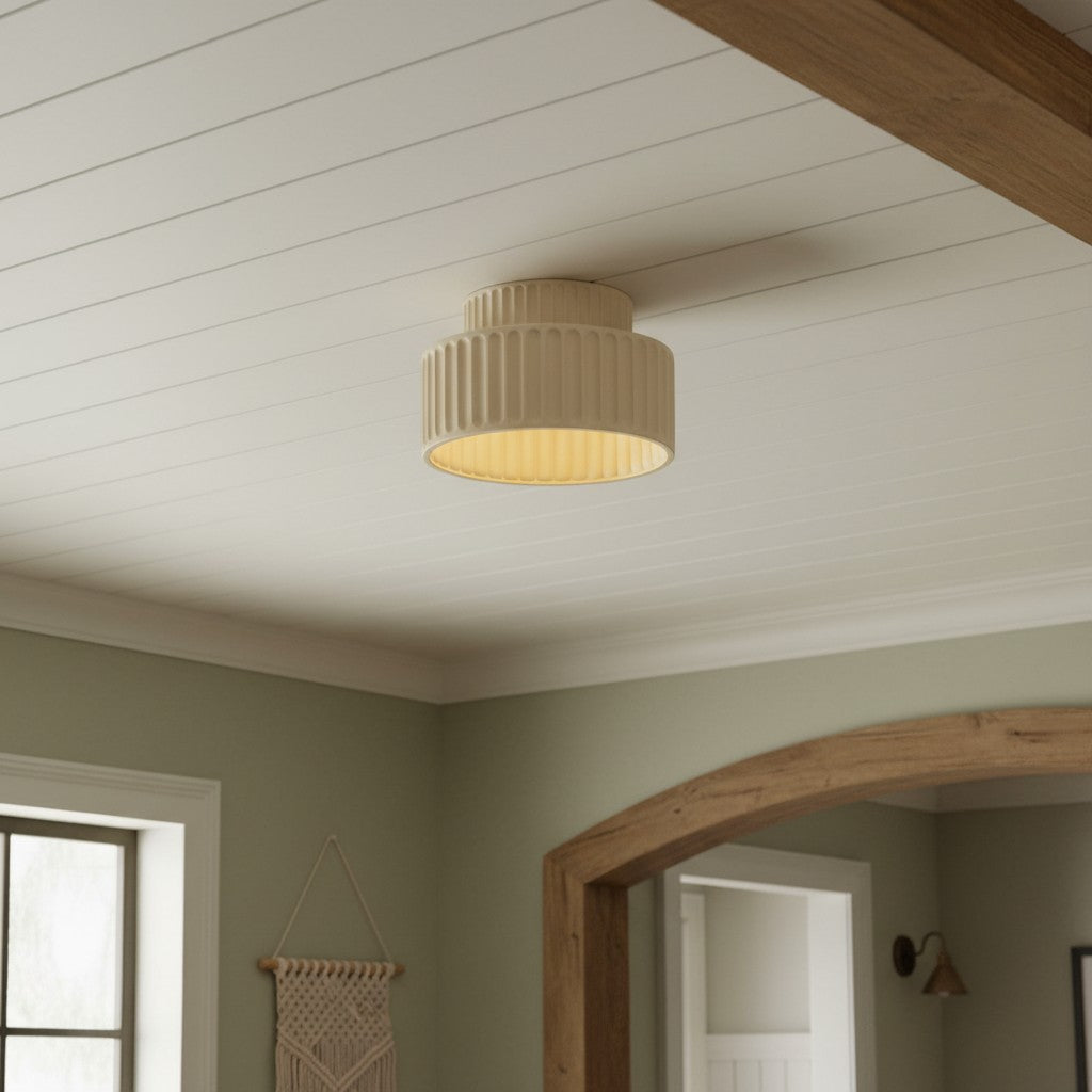 Tierna Bowl Flush Mount Ceiling Light - Soft Sculptural Nordic Form for Entryway