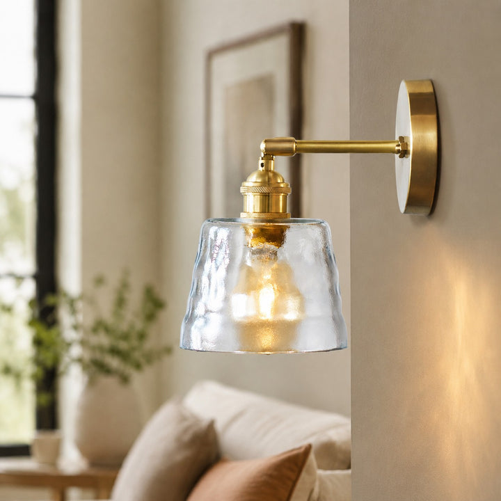 Messing gewellte Glas-Wandleuchte
