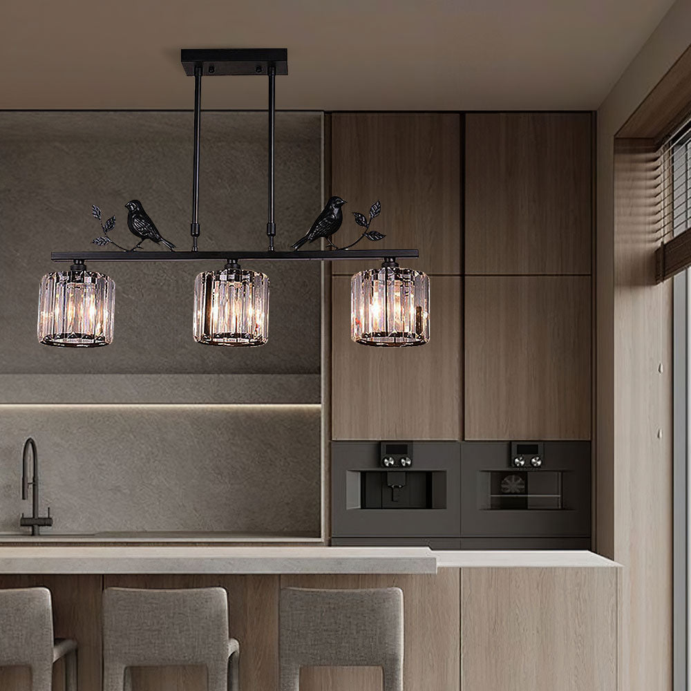 Crystal Island Pendant Light - Multi-Head Bird Theme Luxe Design
