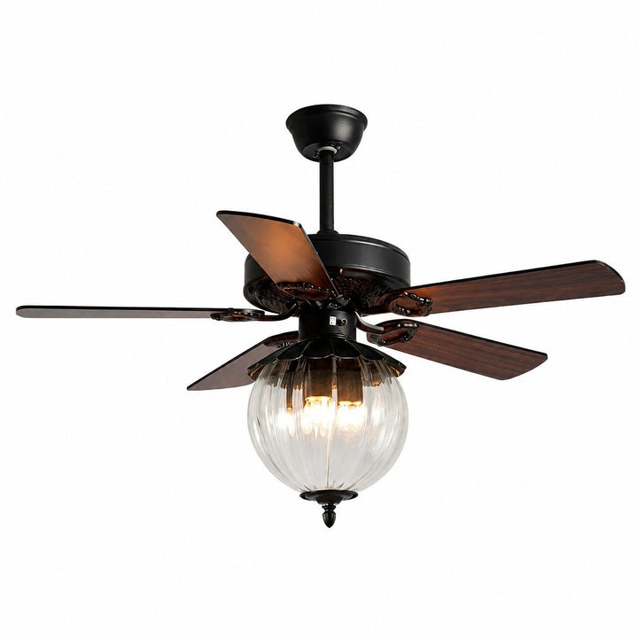 Konoha and Banana Leaf Wooden Ceiling Fan Light