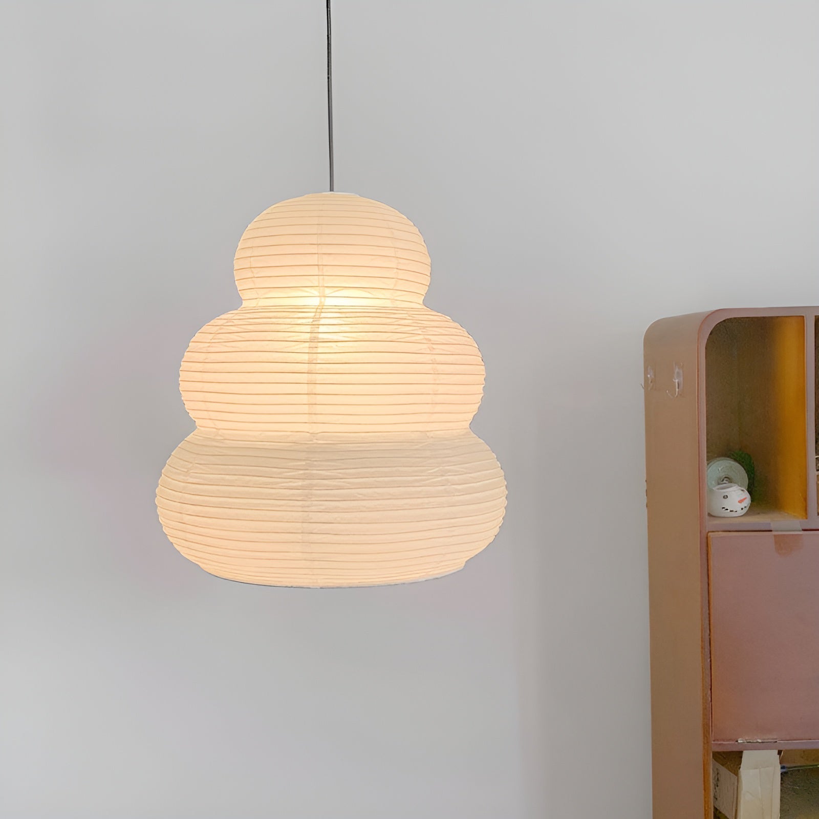 Beige Mulberry Paper Swag Pendant Light