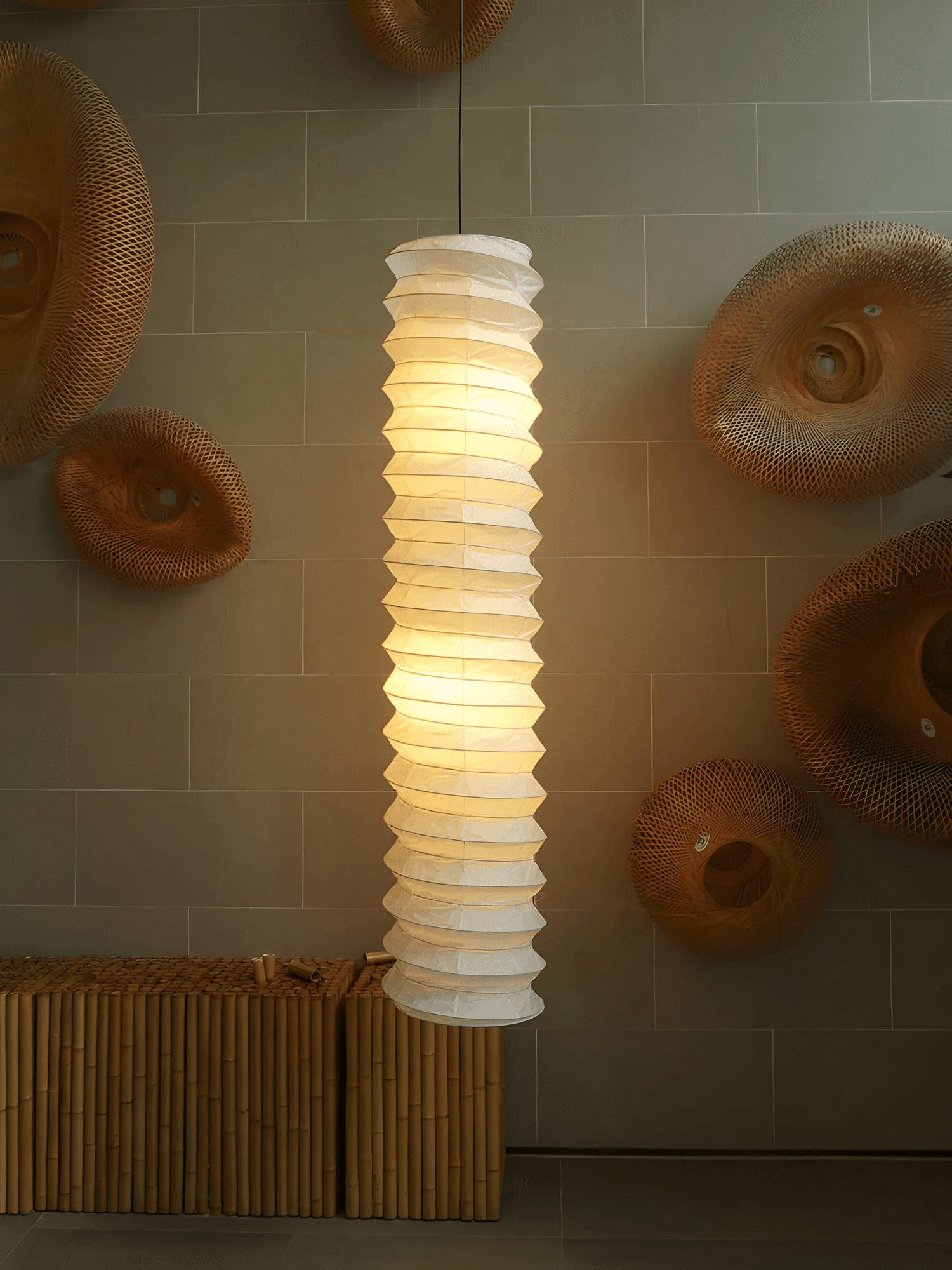 Washi Paper Pendant Lamp - Round Soft Glow for Minimalist Interiors