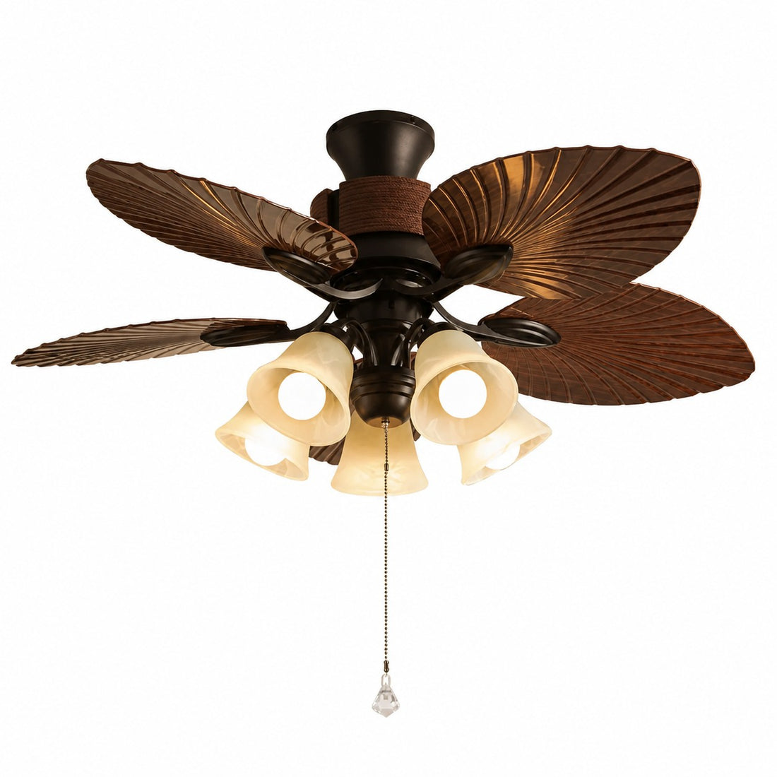 Deckenventilator mit Licht und tropischem Blattdekor