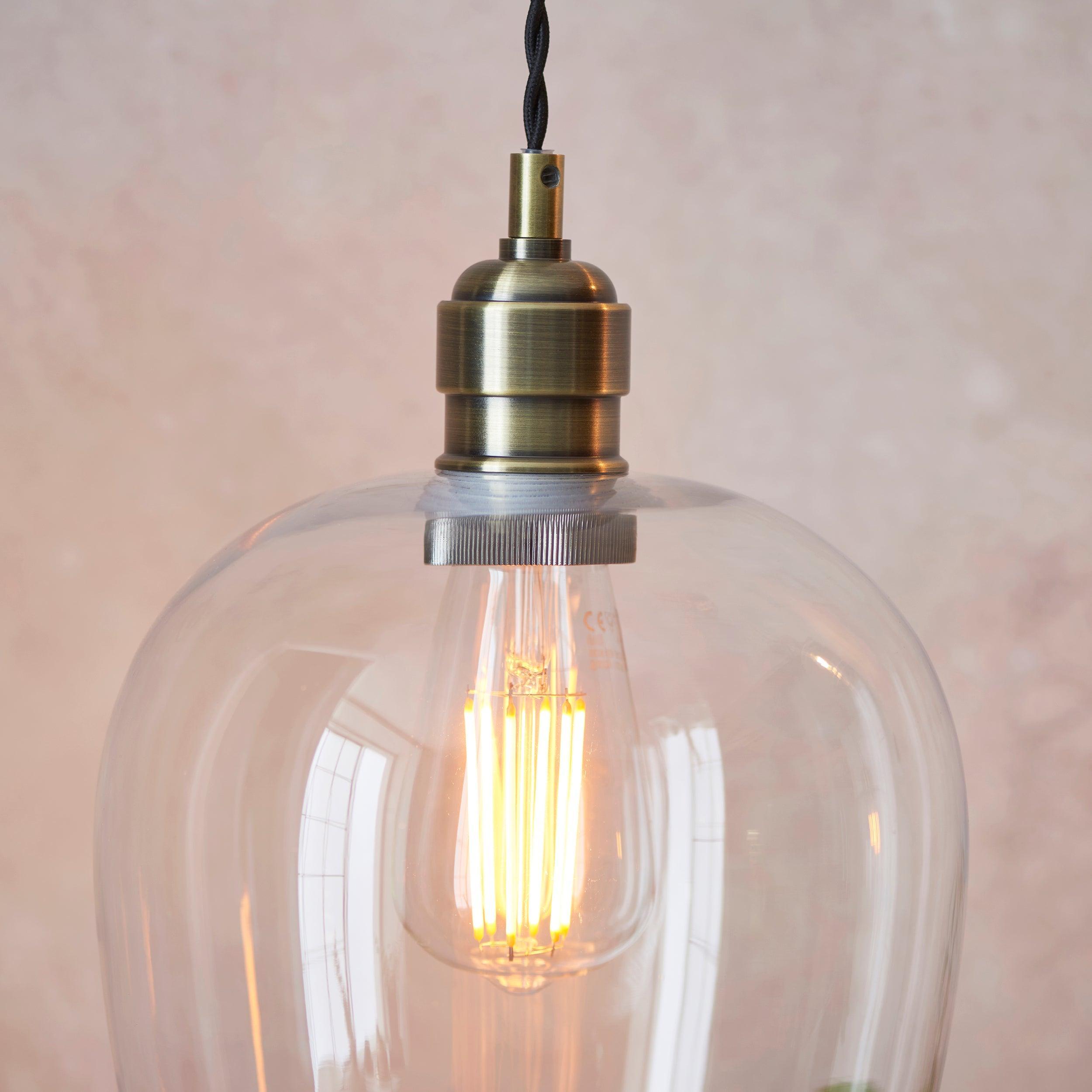 Clarione Height-Adjustable Glass Pendant Light - Classic Art Deco Light