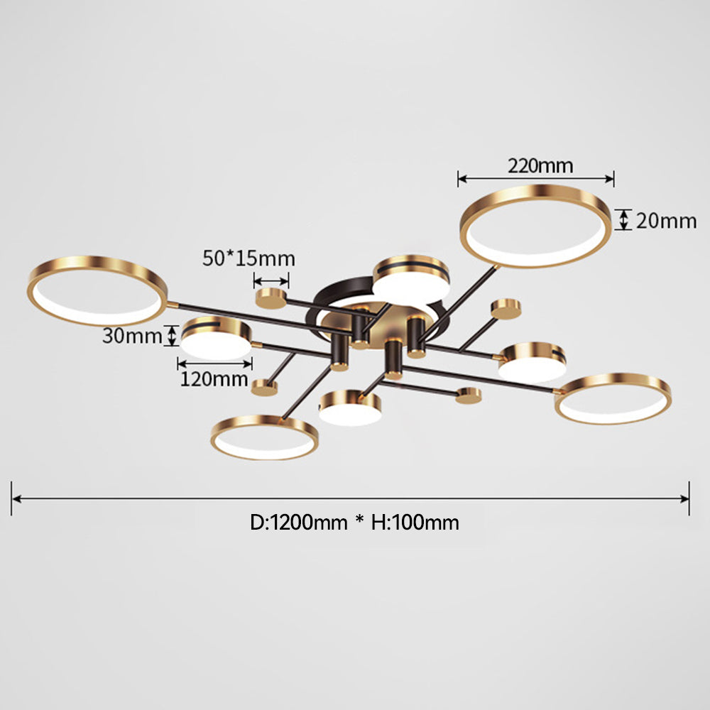 Gold Circle Ceiling Light - Creative LED Living Room Lighting Modern