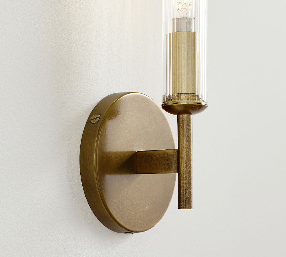 Bravira Ribbed Glass Wall Lamp - Tube Metal Light in Classic Finishes