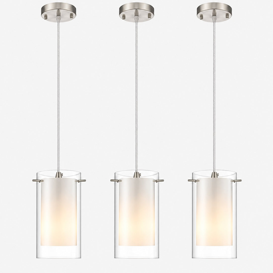 Modern Double Glass Pendant Light With Chrome Finish
