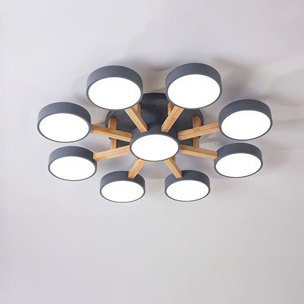 LED Ceiling Light – Modern Iron Wood Fixture for Bedroom Ambiance
