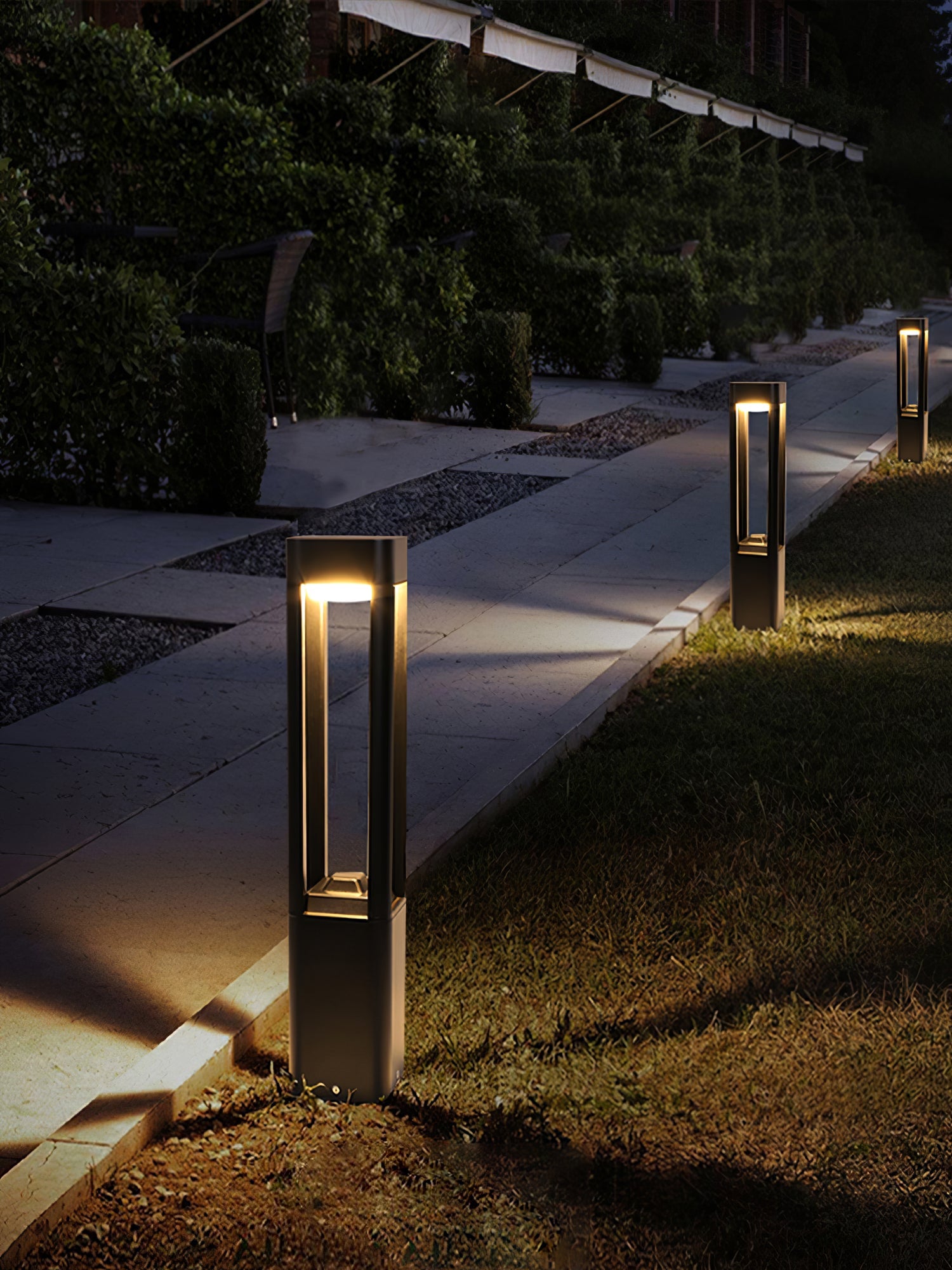 Rectangular Garden Bollard Light - Modern LED Lamp for Pathway
