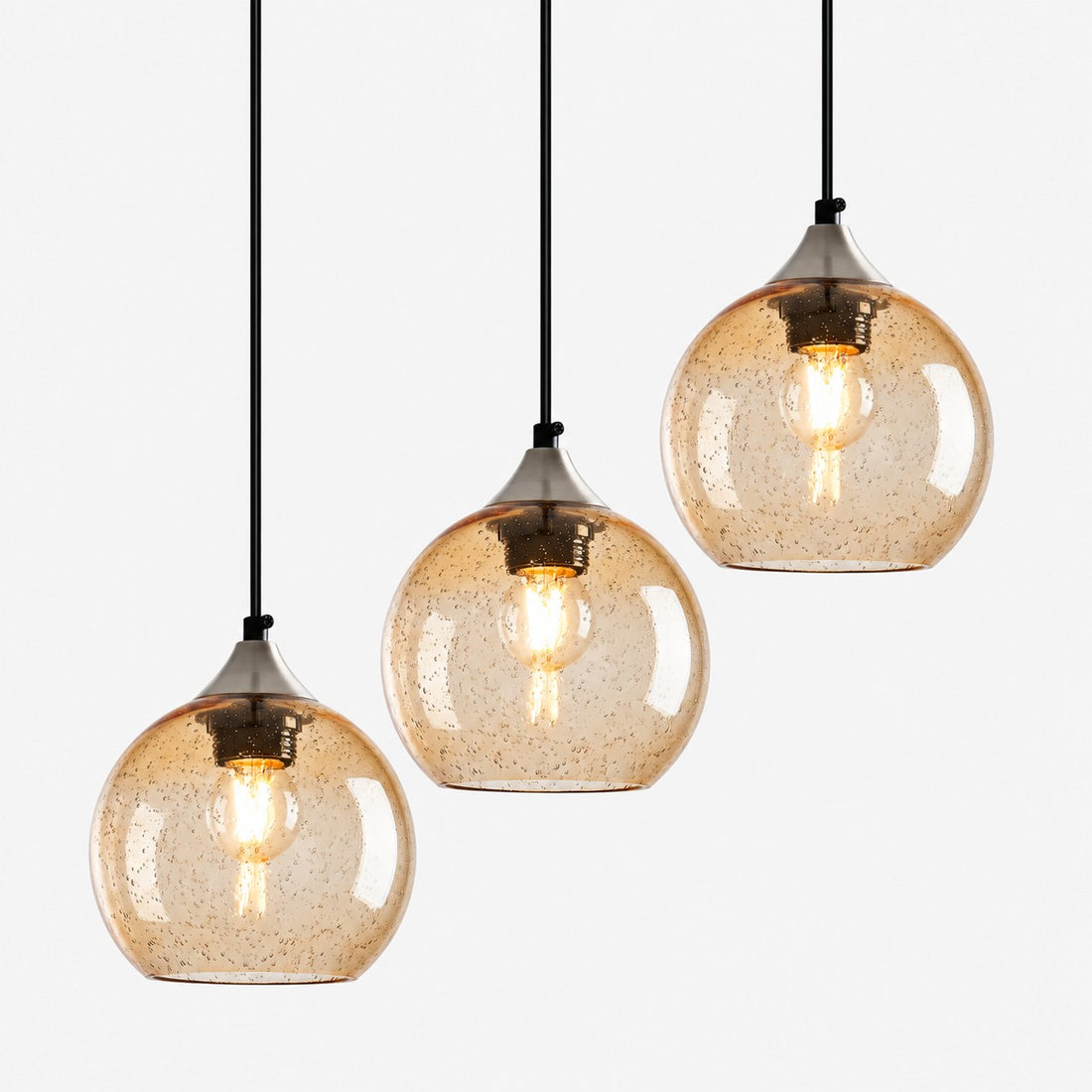 Bubble Glass Globe 3 - Light Single Pendant Light With Adjustable Cord