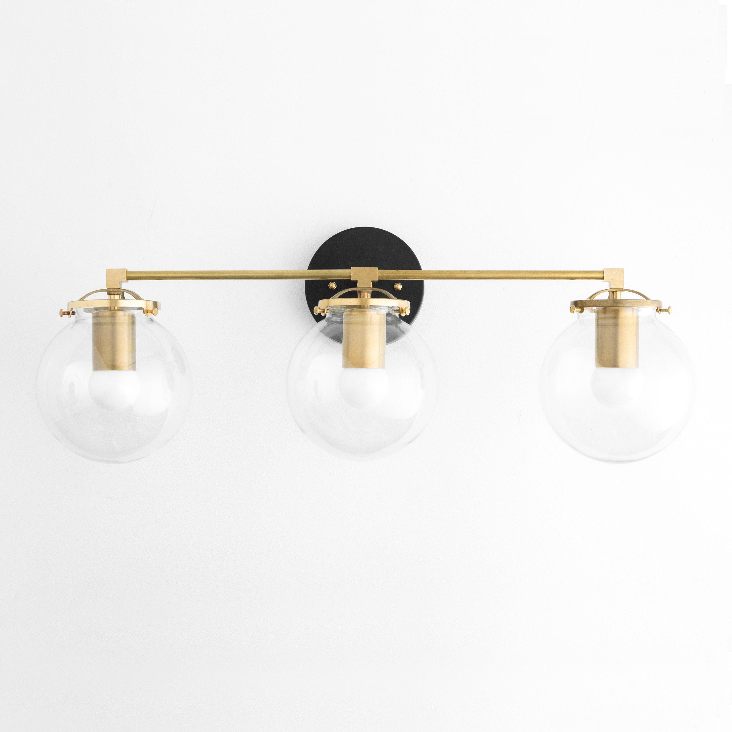 Glorica Glass 3 Shade Globe Vanity Light - Soft Bathroom Light Fixture