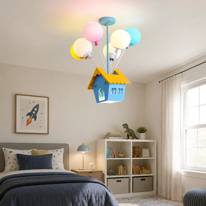 Colorful Balloon House LED Pendant Light for Kids Rooms