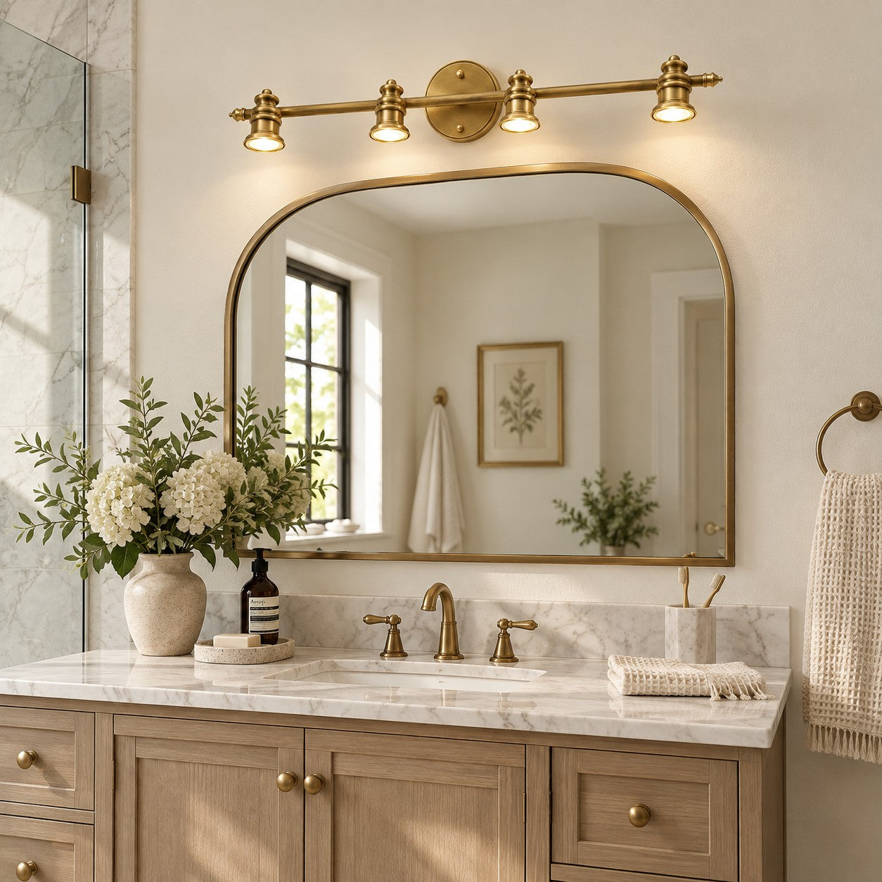 Aurelia Brushed Brass Adjustable Vanity Wall Light