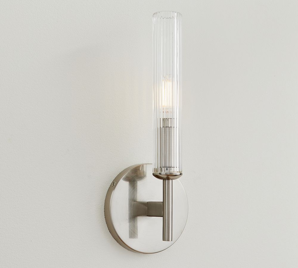 Bravira Ribbed Glass Wall Lamp - Tube Metal Light in Classic Finishes