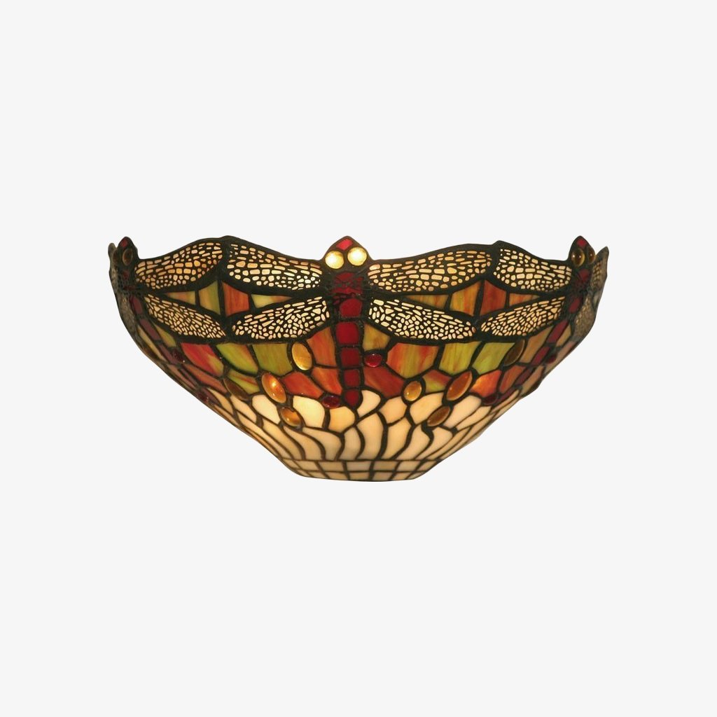 TF Dragonfly Pattern Wall light – Classic Hand-Cut Stained-Glass for Hallways & Bedrooms