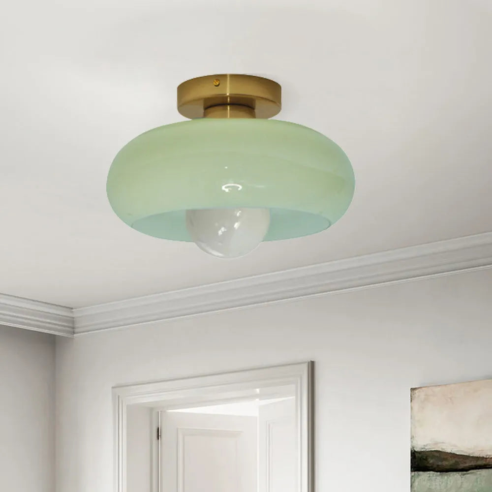 Retro Glass Ceiling Light - Round Fixture for Living Room