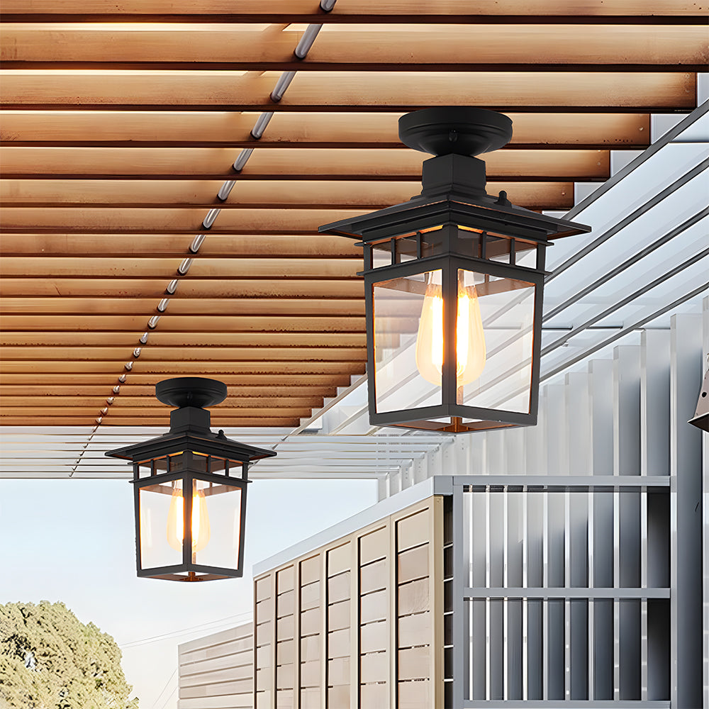 Weatherproof Ceiling Light - IP65 Vintage Black Outdoor Fixture