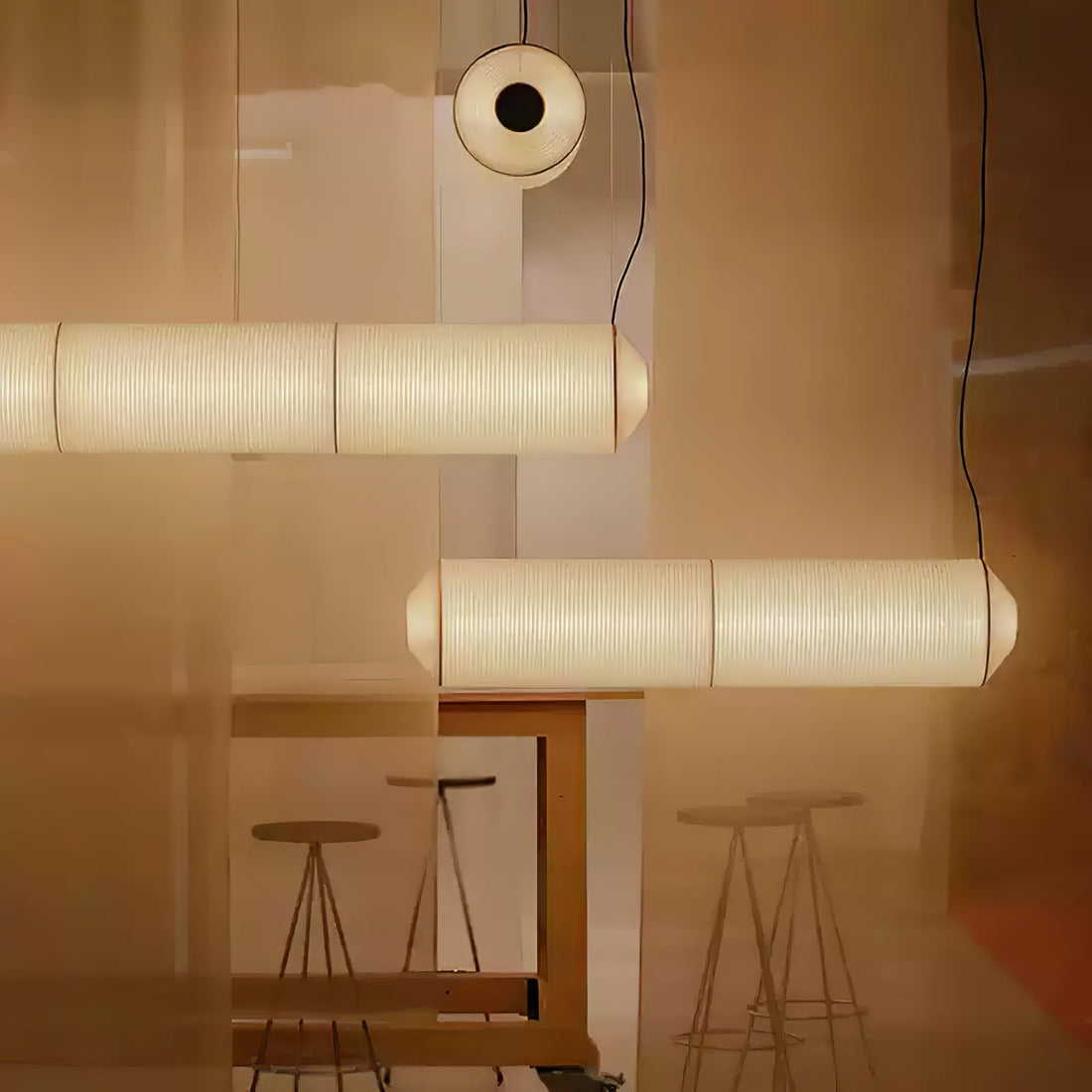 Hängelampe aus Maulbeerseide – Warme LED-Beleuchtung für Wohnzimmer