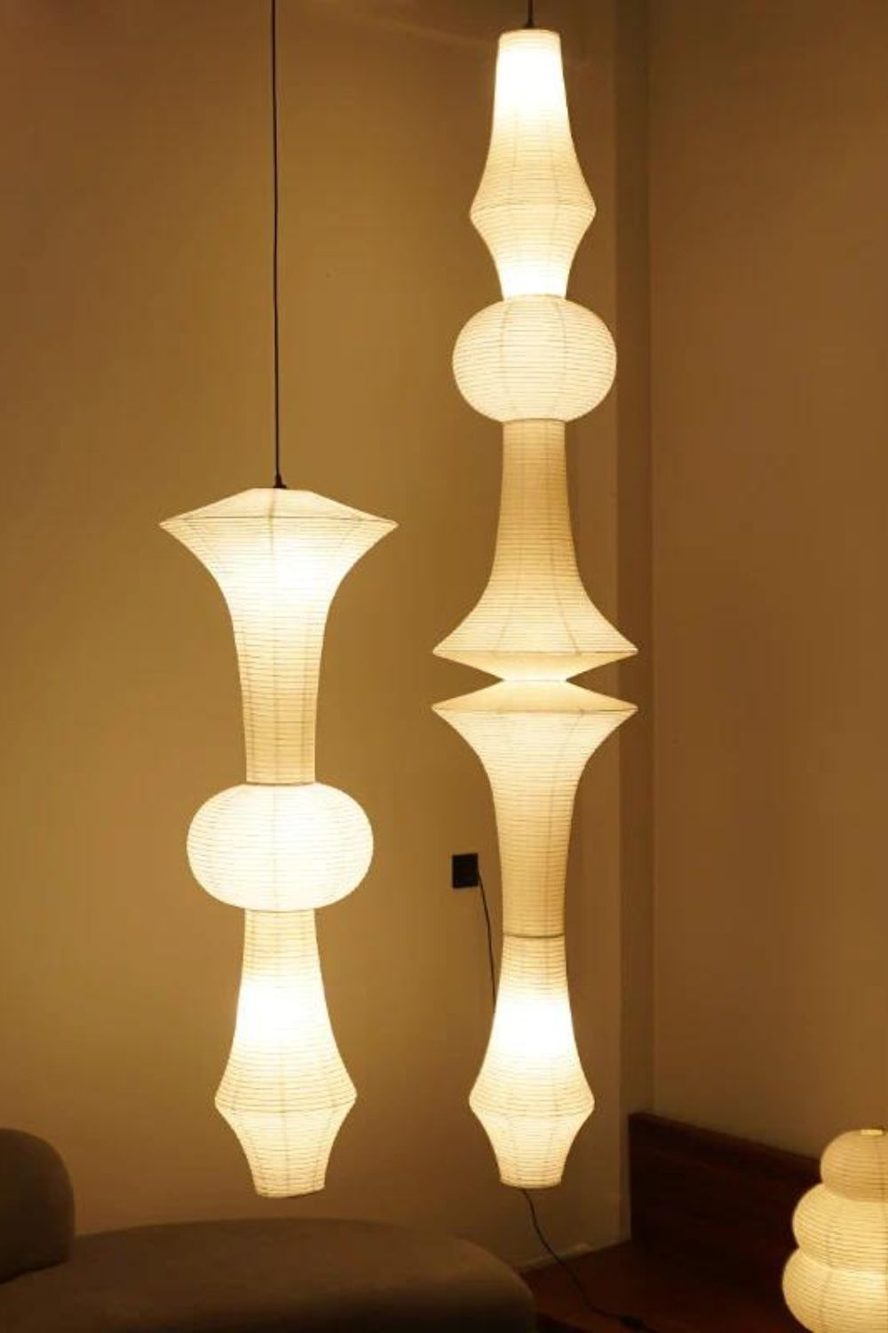 White Handcrafted Mulberry Paper Swag Light