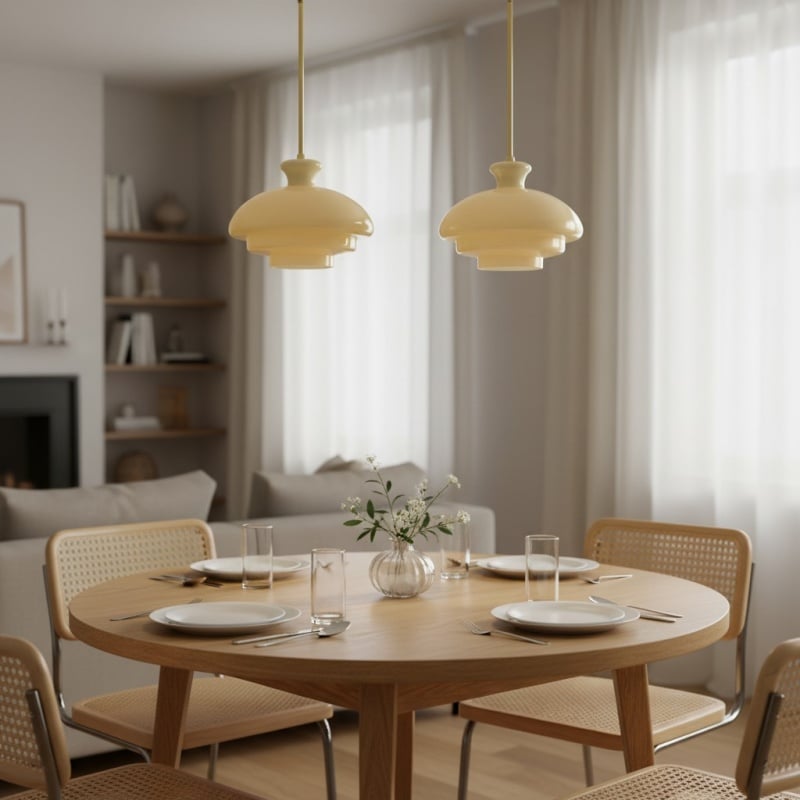 HaloVita Sculptural Glass Pendant Lamp - Bauhaus Bowl Shape Lighting for Living Areas