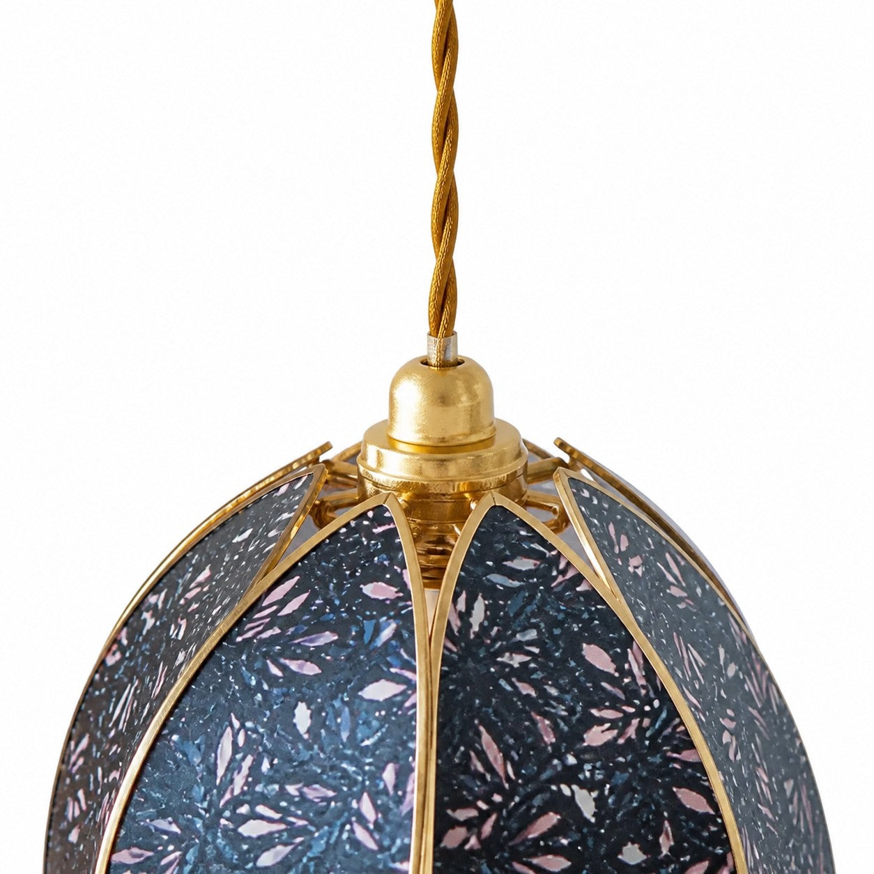 Aurelia-Hängelampe mit blauem Blumenblüten-Design