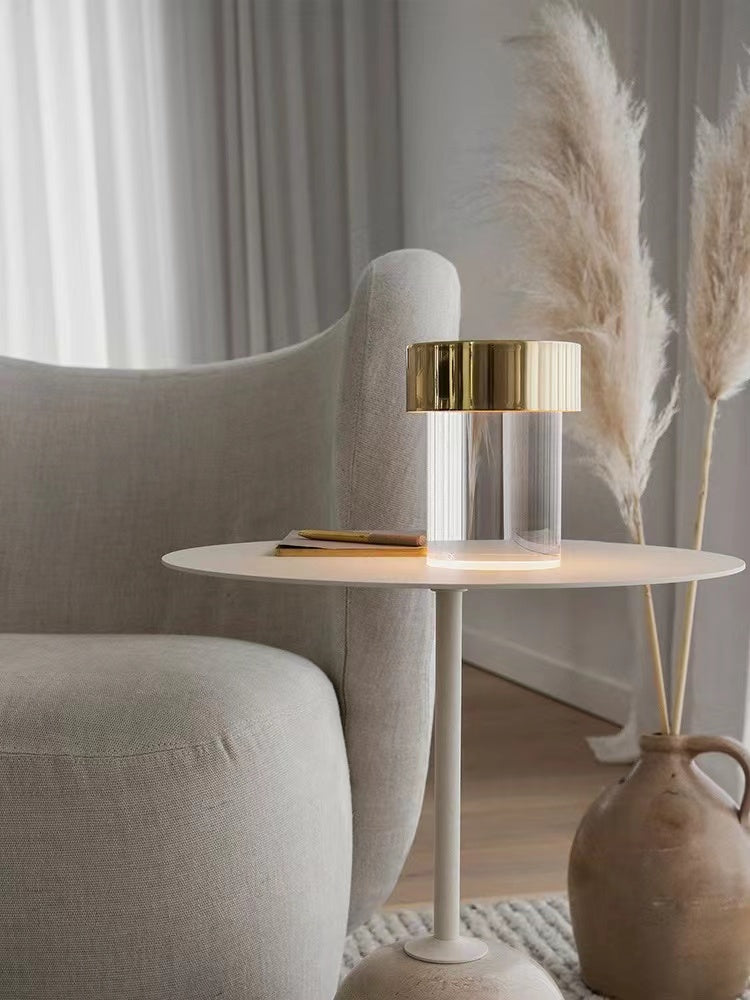 Tragbare Tischlampe – wiederaufladbare Glaslampe für Wohnzimmer und Schreibtisch
