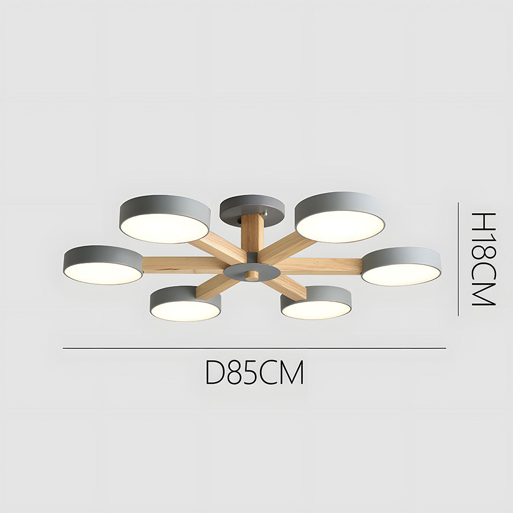 Branch Round Ceiling Lamp - Nordic Multi Fixture for Living Room
