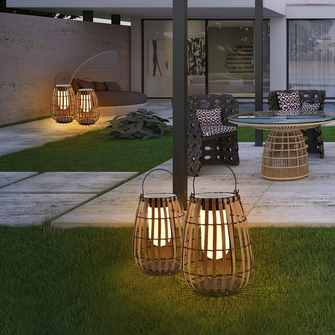 Tropic Braid Outdoor Lamp - Faux-Rattan Metal Waterproof