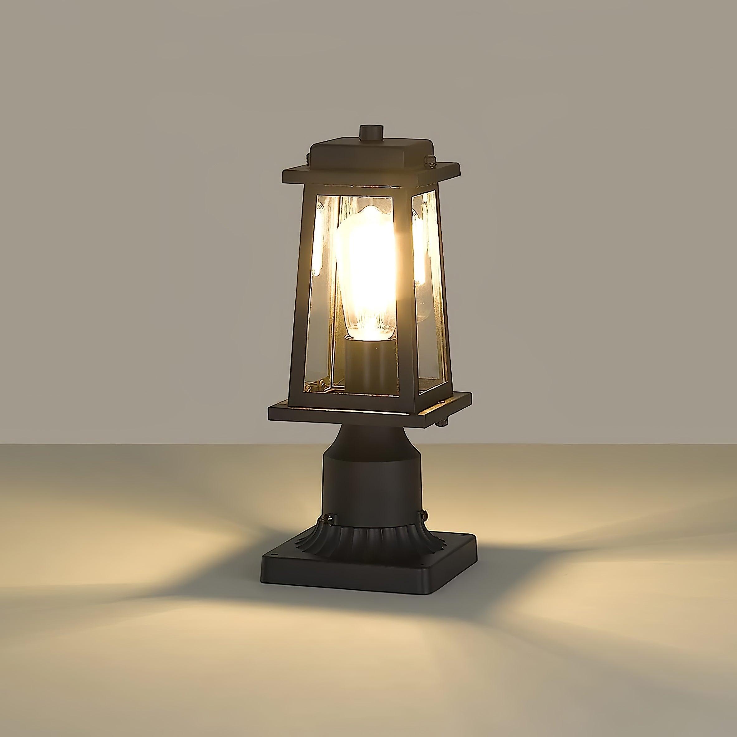 Outdoor Lantern Post Lights - Timeless Design - Black Metal & Glass