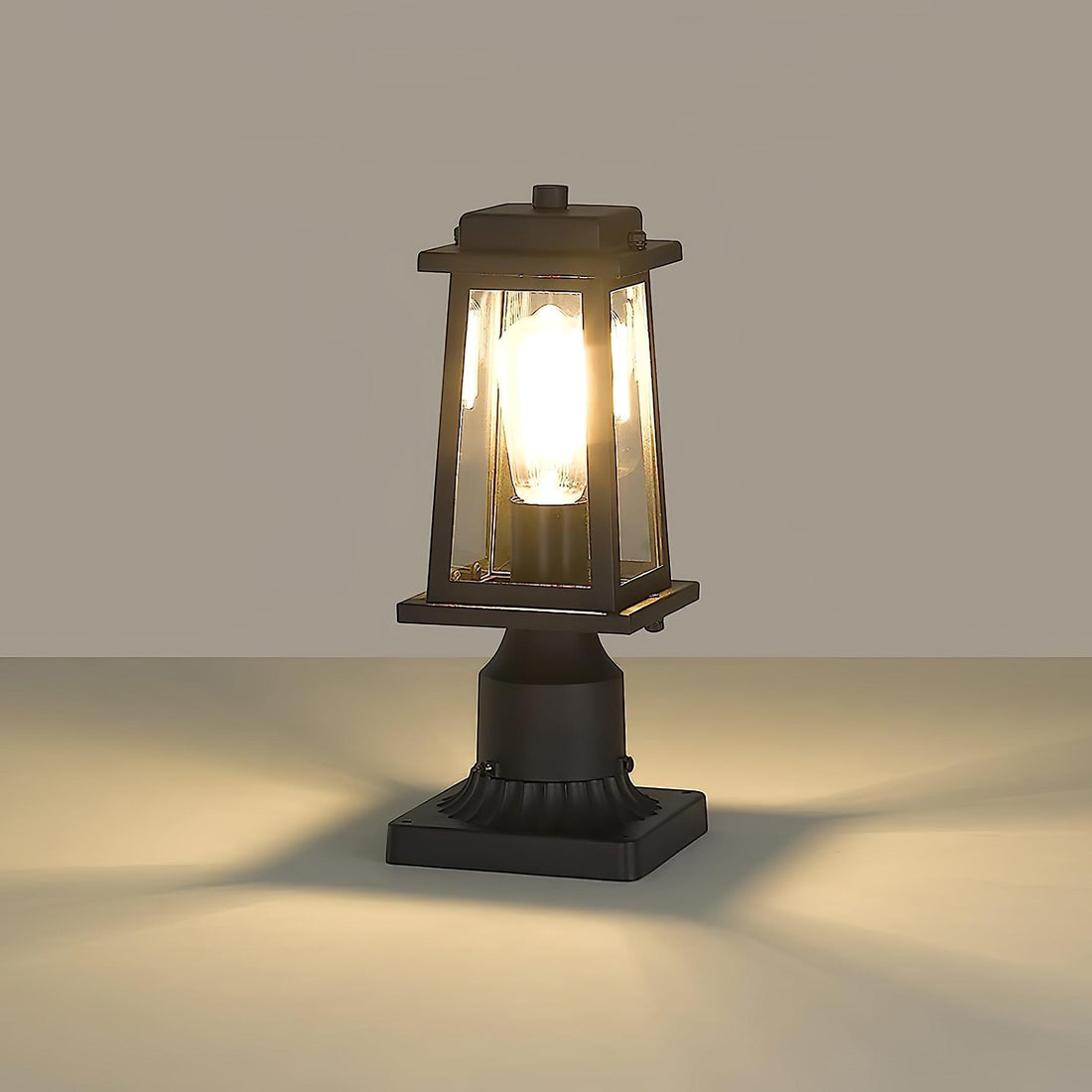Outdoor Lantern Post Lights - Timeless Design - Black Metal & Glass