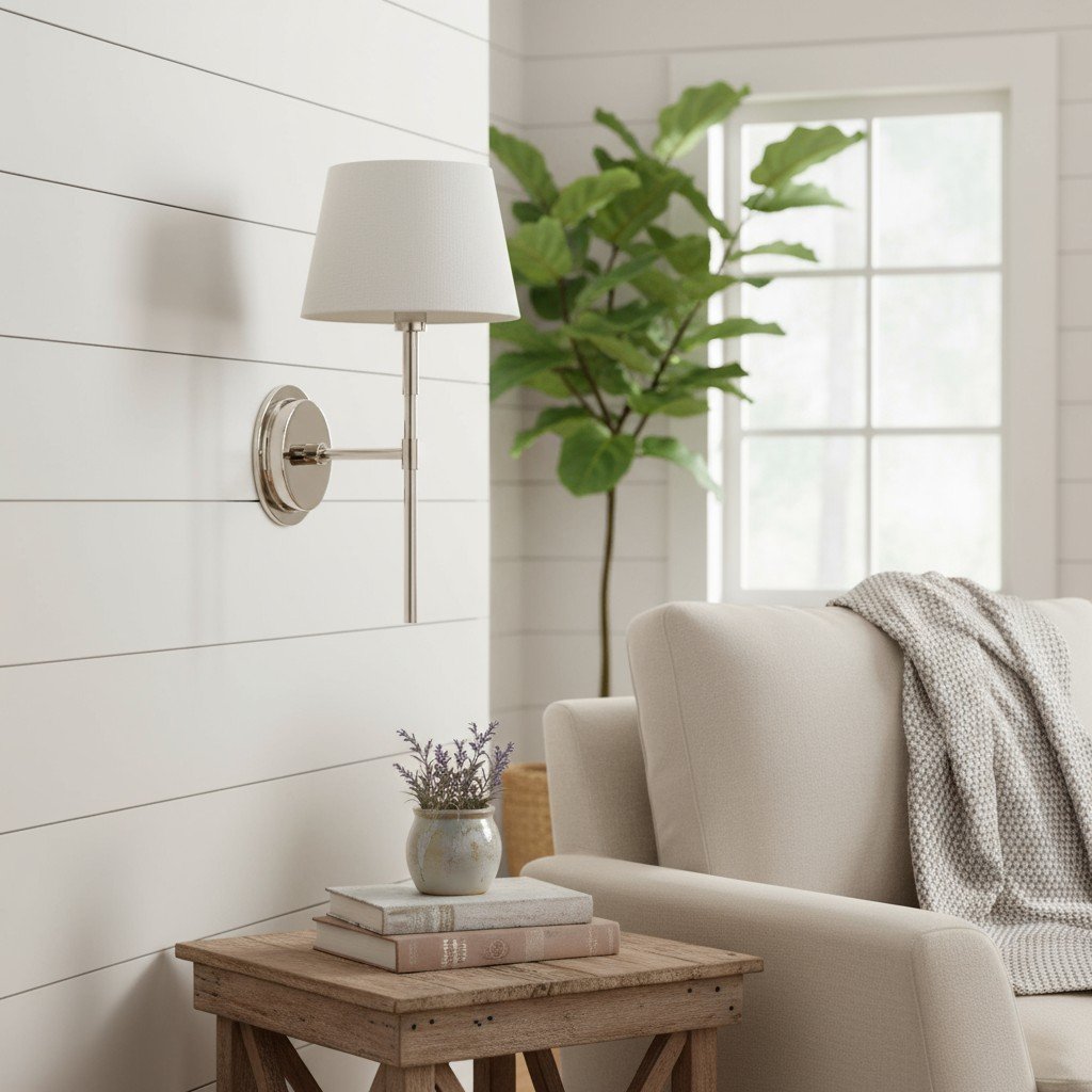Cremaris Metal Wall Light with Fabric Shade - Timeless Sconce for Interior Lighting
