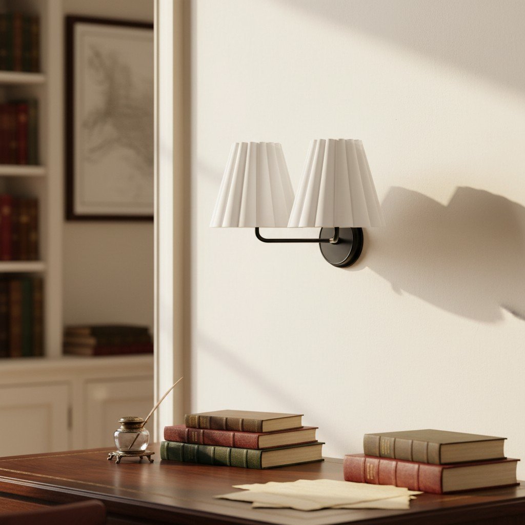 Ruffmeto Fabric Wall Sconce – Featuring Pleated Detailing on a Sculptural Metal Frame for Study or Hallway