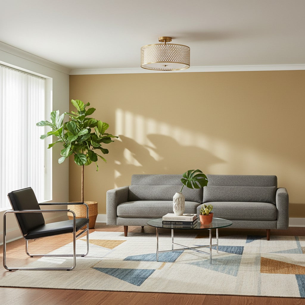 Liorin Geometric Mesh 3‑Light Flush Ceiling Light - Mesh Metal Lamp for Living Room or Hallway