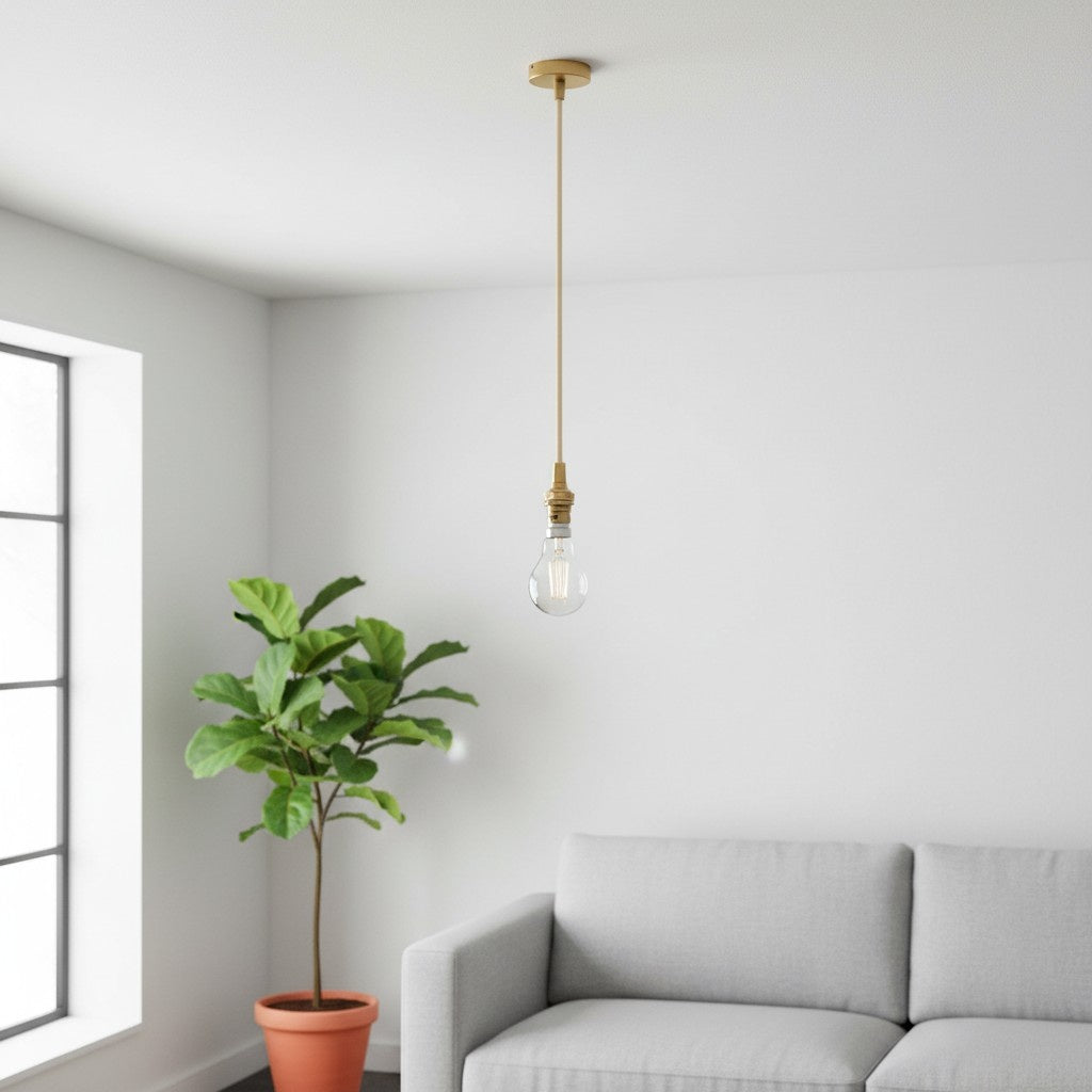 Plaitar Modern Brass Pendant Light - Minimalist Ceiling Fixture with Braided Cord for Hallways