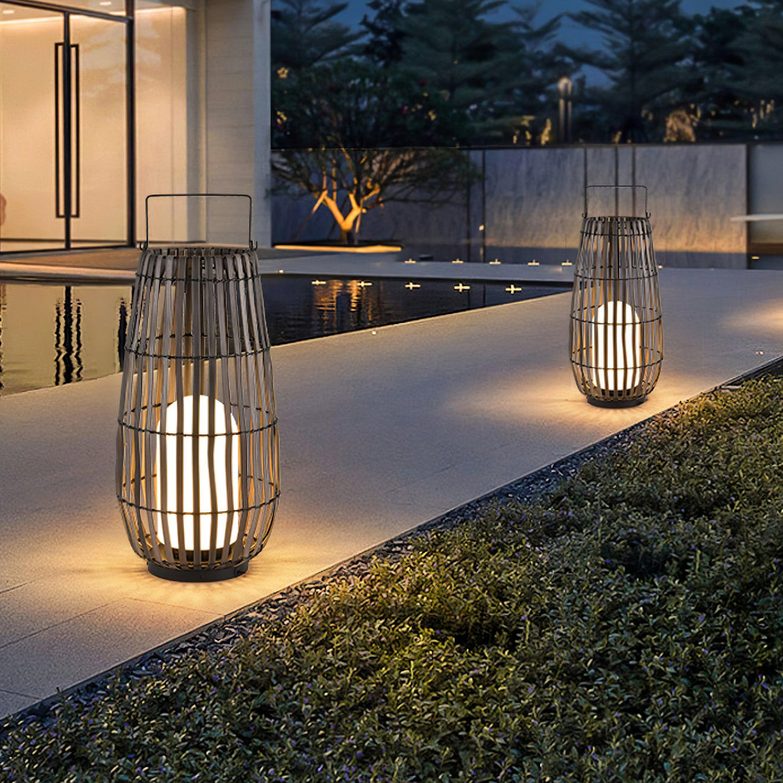 Tropic Braid Outdoor Lamp - Faux-Rattan Metal Waterproof