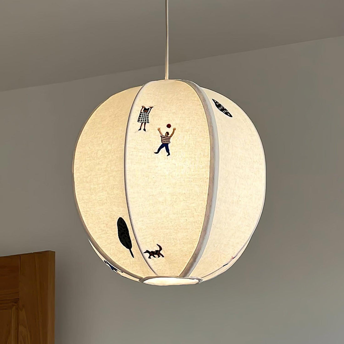 Bunte Baumwoll-Szenenpendelleuchte mit Stecker