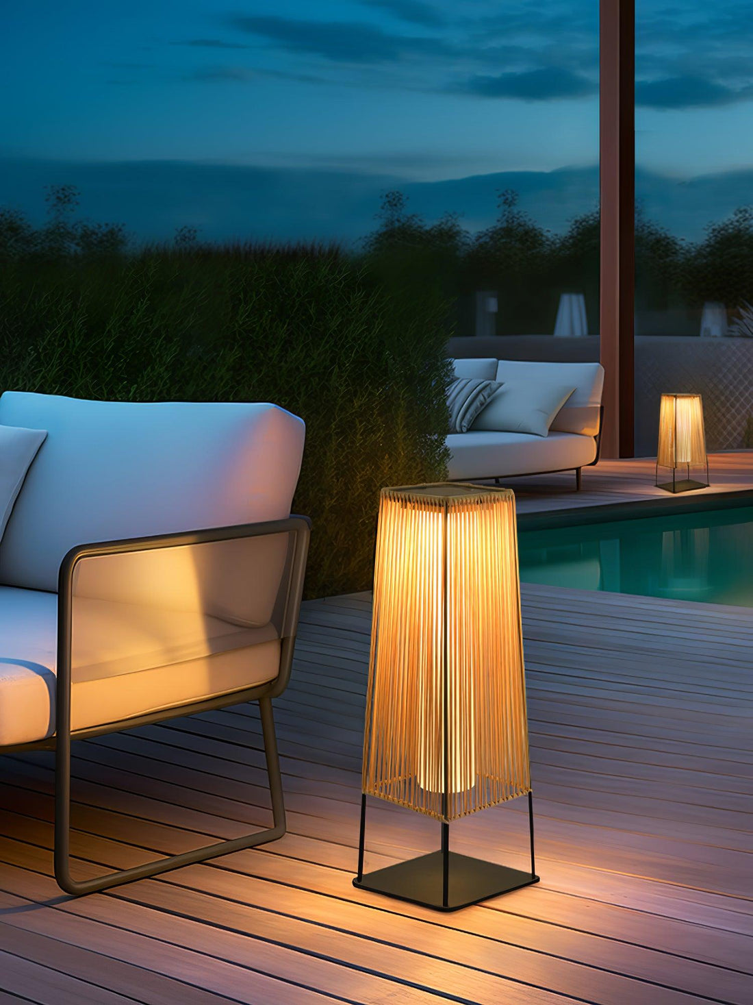 Kunststoff-Rattan-Außenpfostenleuchte - Solar-Pfostenlampe Ideal