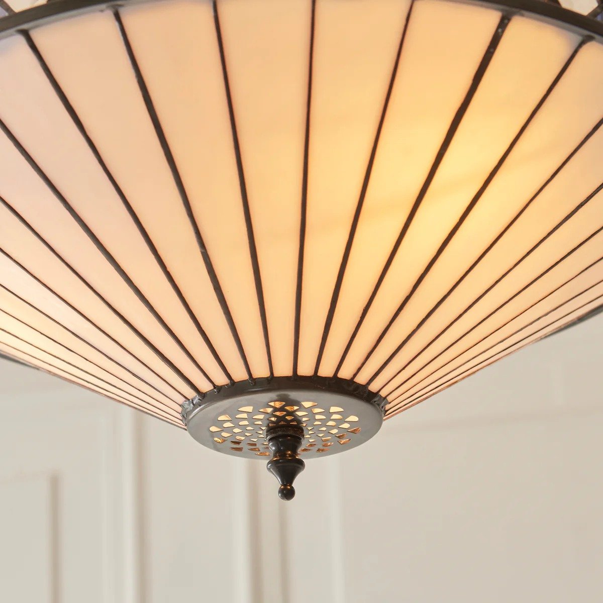 TF Fargo Adjustable Pendant with Stained-Glass Inspired Inverted Shade for Island and Dining