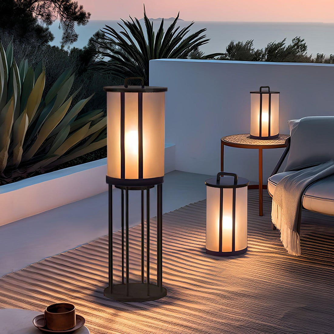Runde Laterne Außenlampe - Acrylsäule Warmes Licht für den Gang