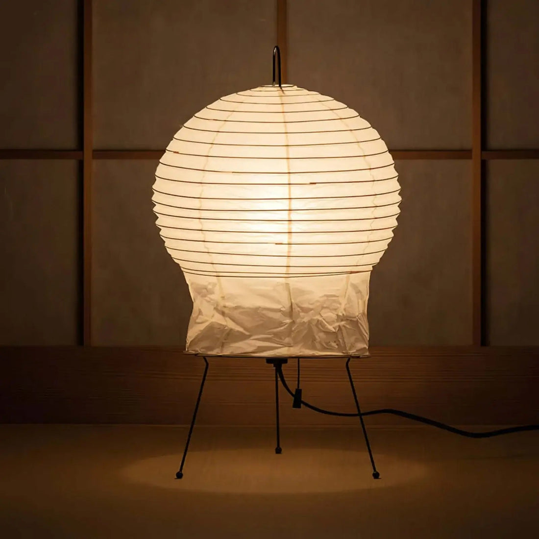 Tischlampe aus Reispapier – Japanisch inspirierte Washi-Lampe für den Eingangsbereich