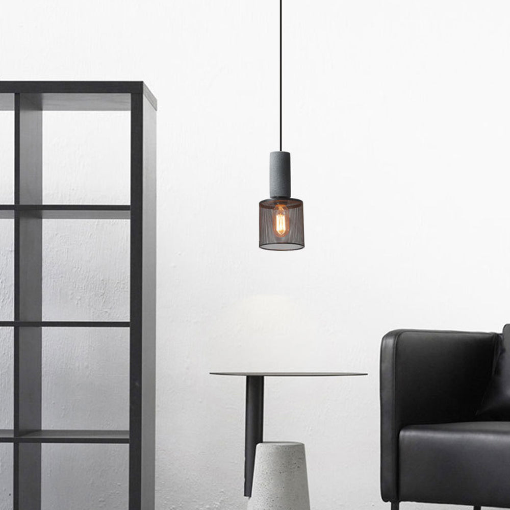Iron Pendant Light - Modern Grey Industrial Hanging Lamp