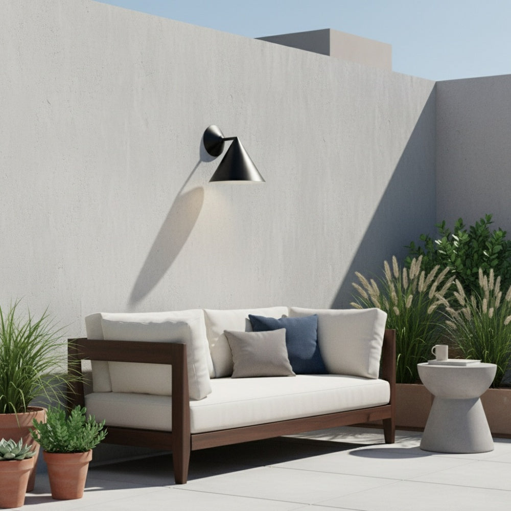 Brivana Metal Outdoor Wall Light - Modern Cone Sconce for Hallway