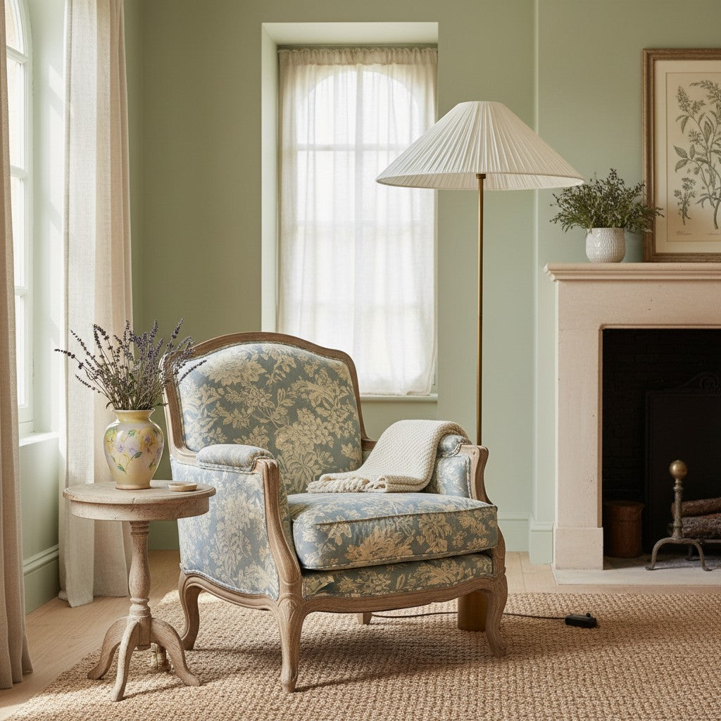 Lindi - aged brass and linen scalloped floor lamp