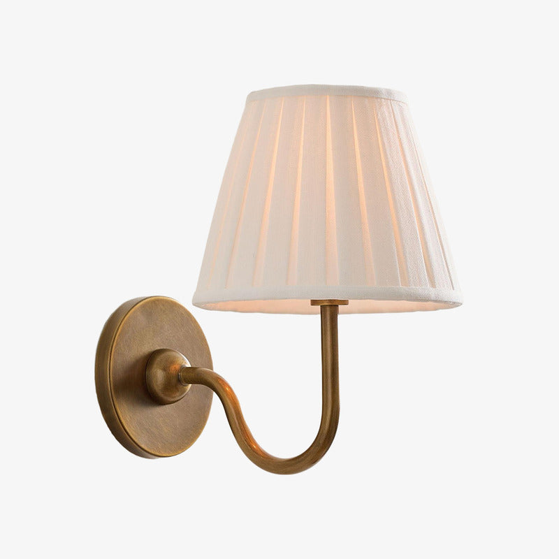 Luvora Pleated Shade Wall Lamp – Modern Brass Linen Lighting