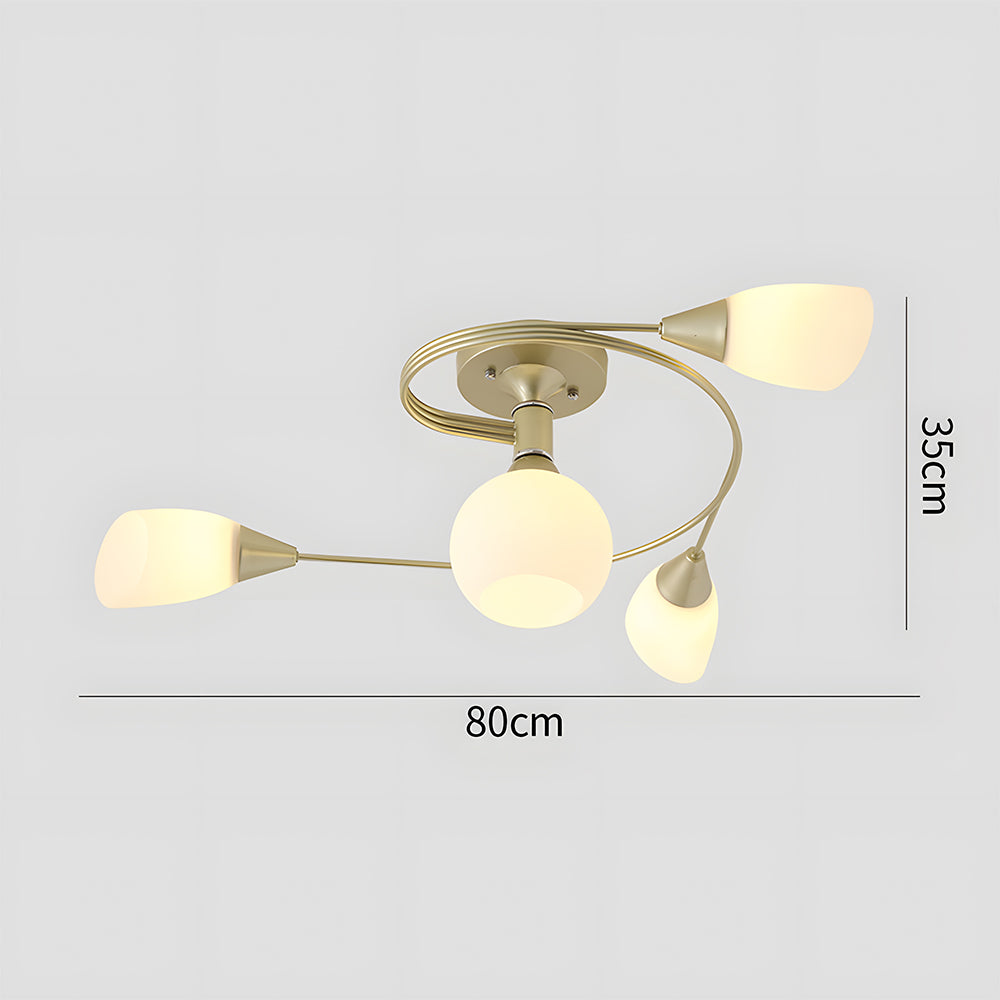 Semi Flush Mount Ceiling Light - Modern White Glass Creative Design