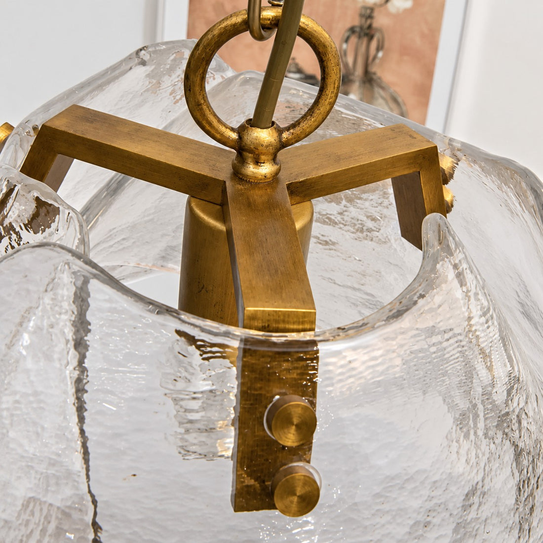 Brass and Clear Glass Dome Pendant Light