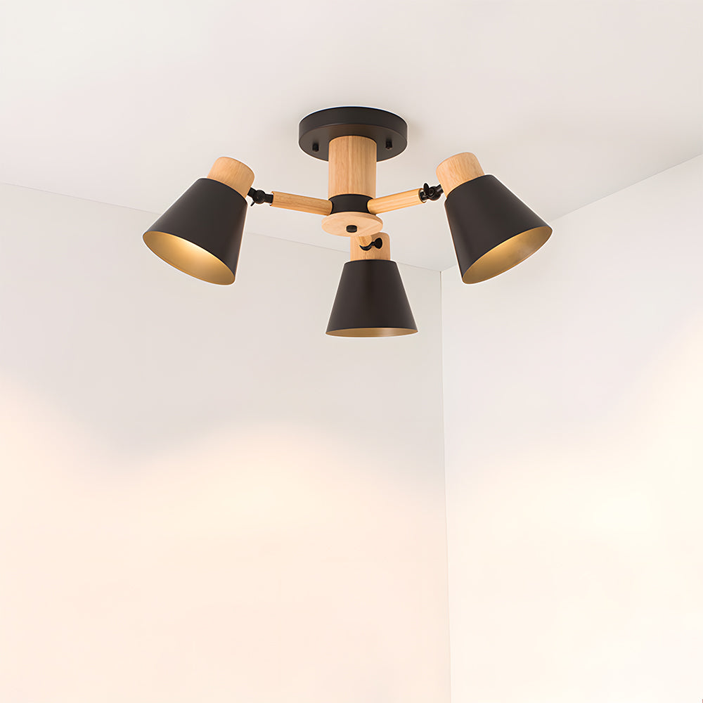 Wooden Ceiling Light - Flush Mount Living Room Lamp Natural