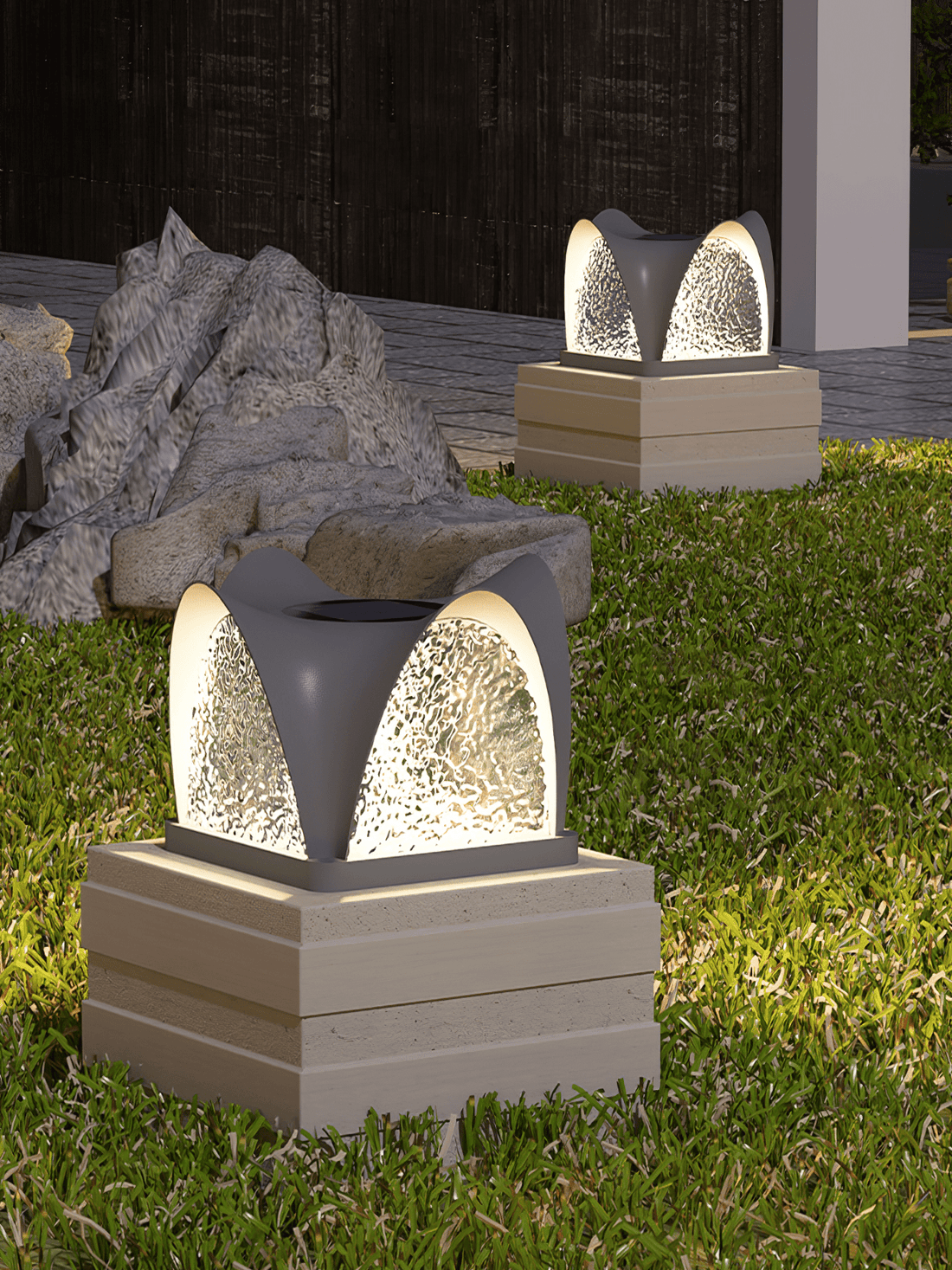 Modern Outdoor Lantern - Solar LED Lamp for Garden, Patio & Walkway